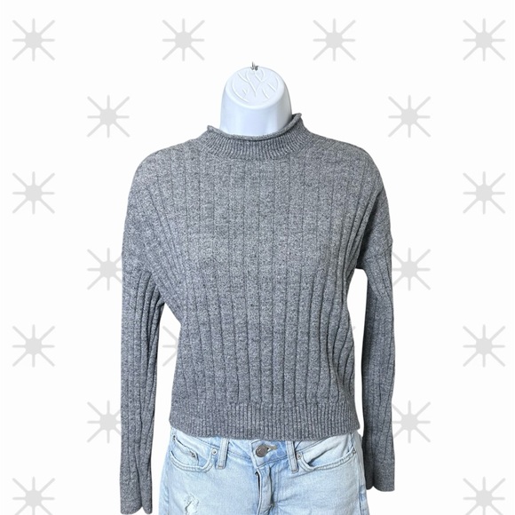 Abercrombie & Fitch Gray ribbed size XS knit mock comfy  pullover fall sweater - Picture 1 of 4